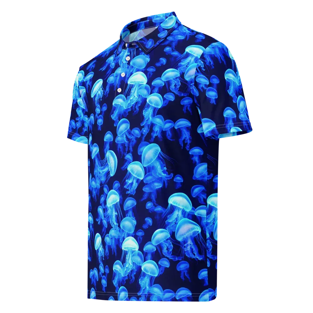 Azure Bloom on Men's Slim Fit Polo Shirt — Left Front