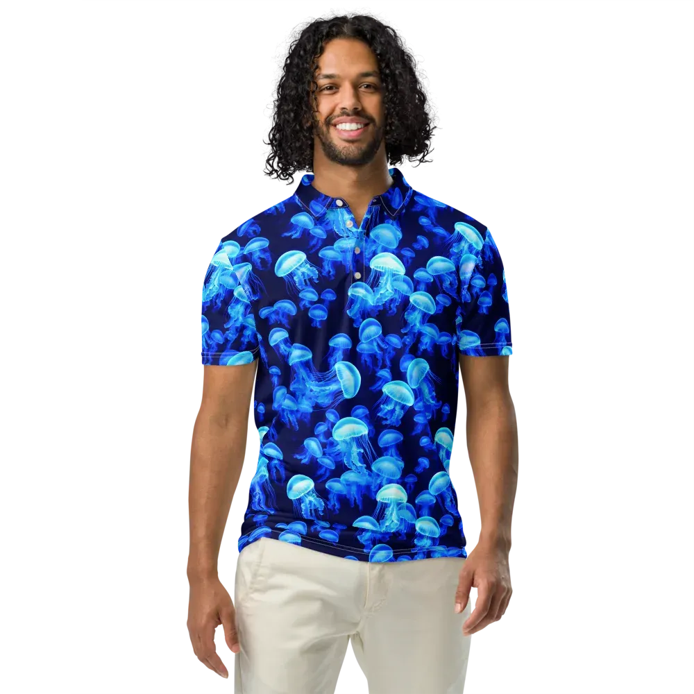 Azure Bloom on Men's Slim Fit Polo Shirt — Front