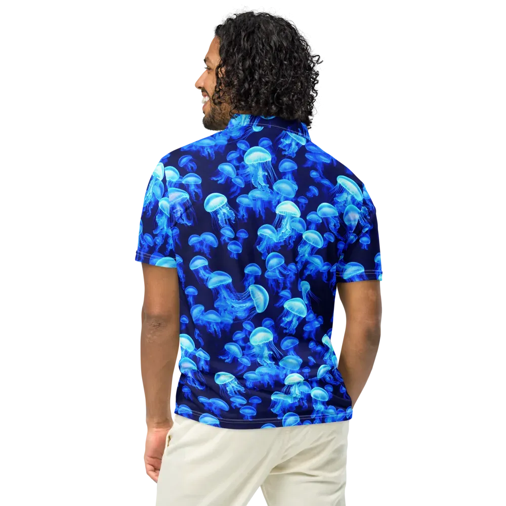 Azure Bloom on Men's Slim Fit Polo Shirt — Back
