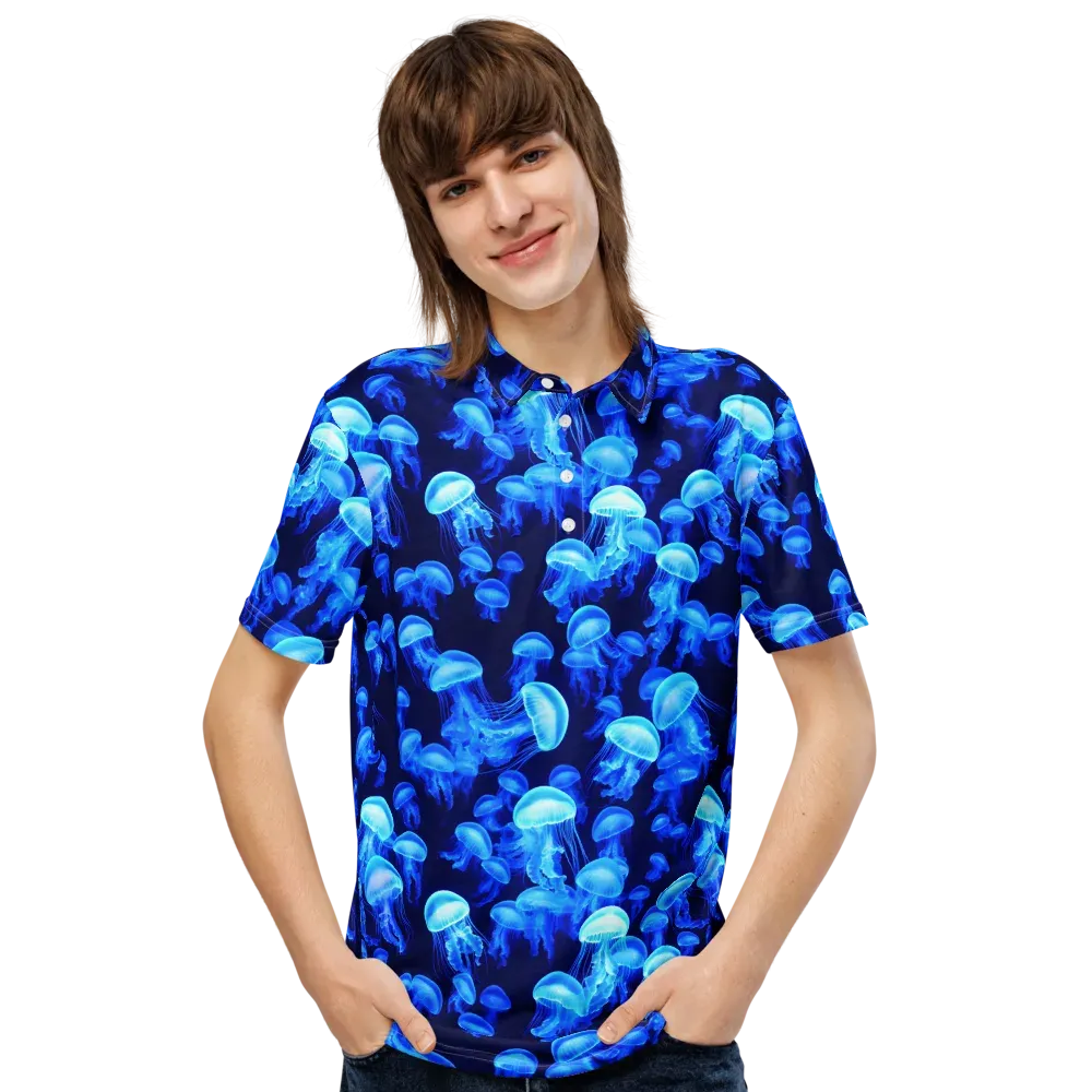 Azure Bloom on Men's Slim Fit Polo Shirt — Front