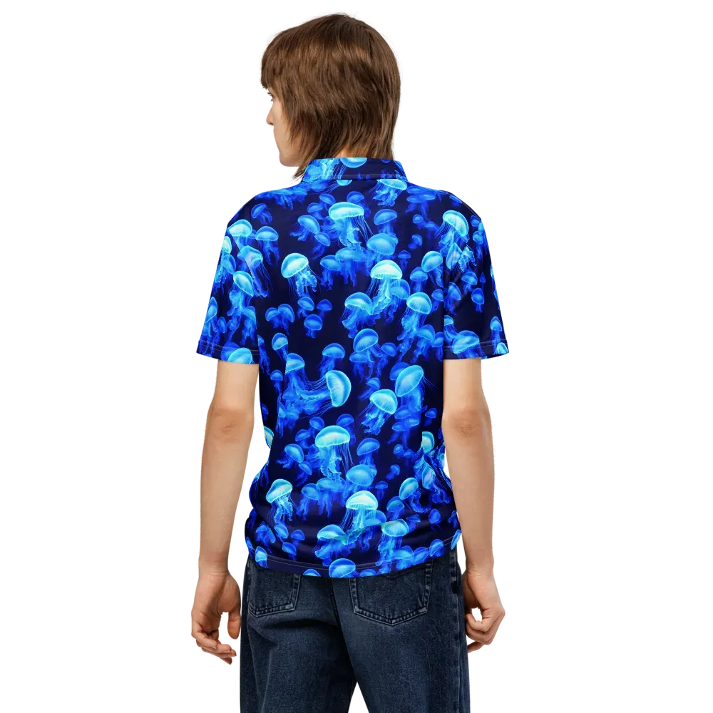 Azure Bloom on Men's Slim Fit Polo Shirt — Back