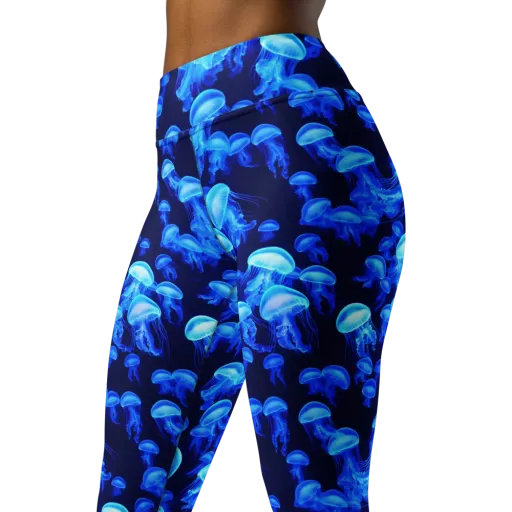 Azure Bloom on a Yoga Leggings
