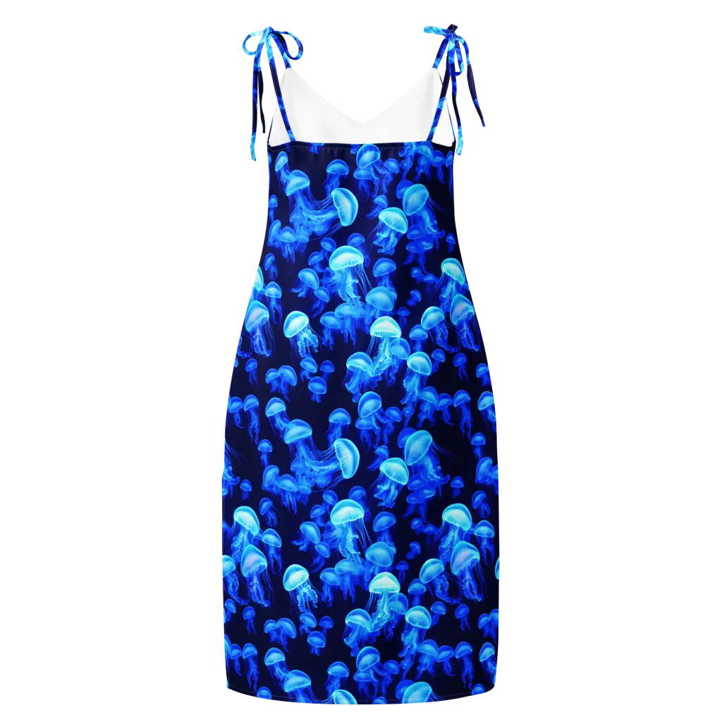 Azure Bloom on Slip Dress — Back