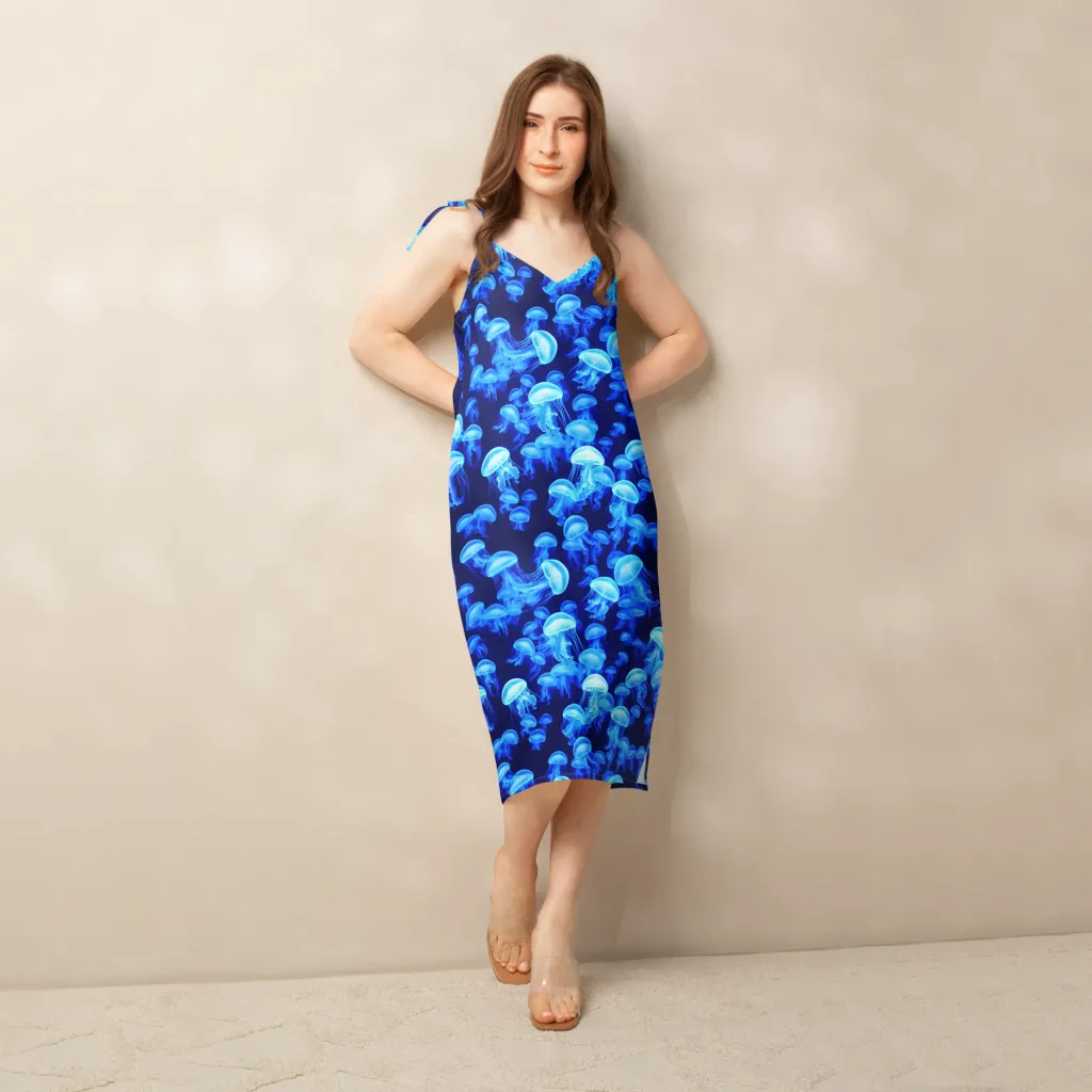 Azure Bloom on Slip Dress — Front