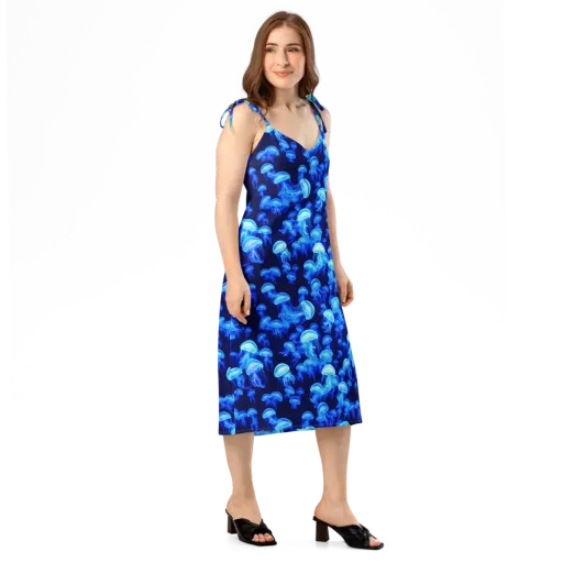 Azure Bloom on a Slip Dress