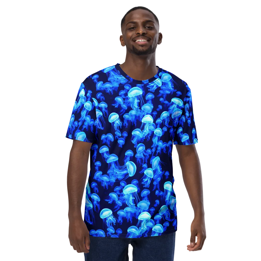 Azure Bloom on Men's Crew Neck T-Shirt — Front
