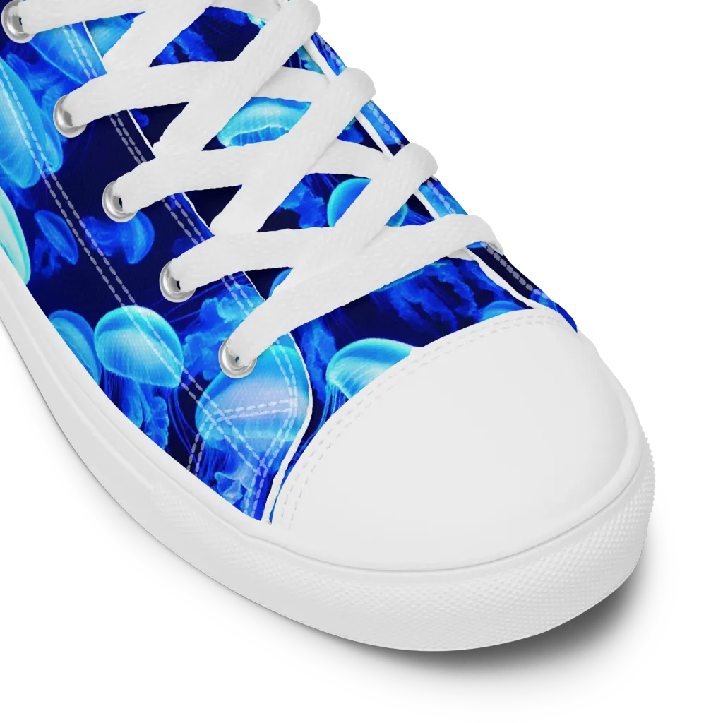 Azure Bloom on Men's High Top Canvas Shoes — Product details