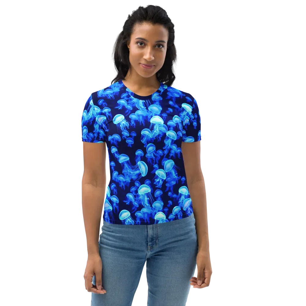 Azure Bloom on Women's Crew Neck T-Shirt — Front
