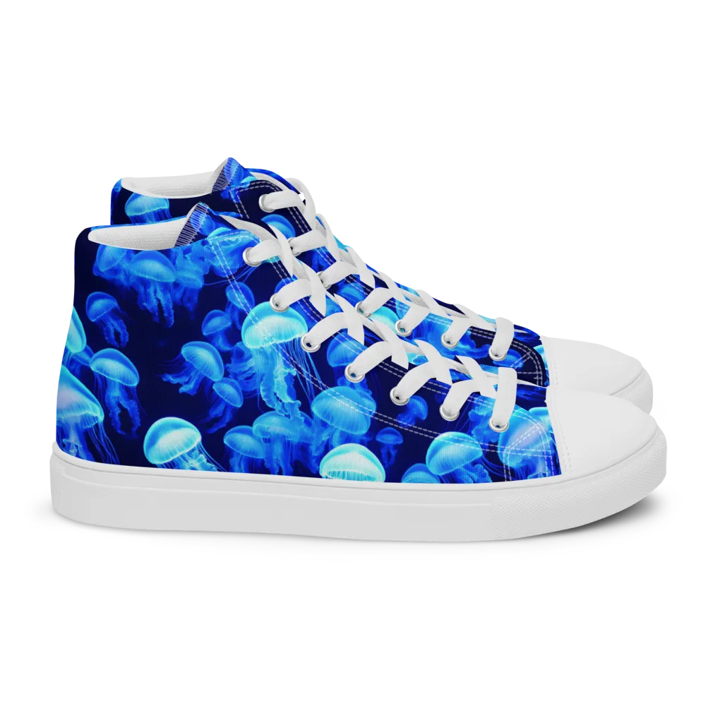 Azure Bloom on Women's High Top Canvas Shoes — Right