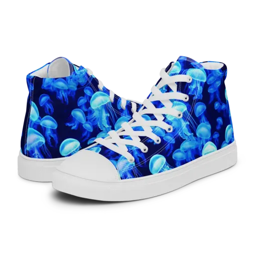 Azure Bloom on a Women's High Top Canvas Shoes