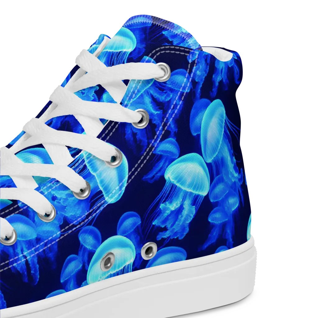Azure Bloom on Women's High Top Canvas Shoes — Product details 2