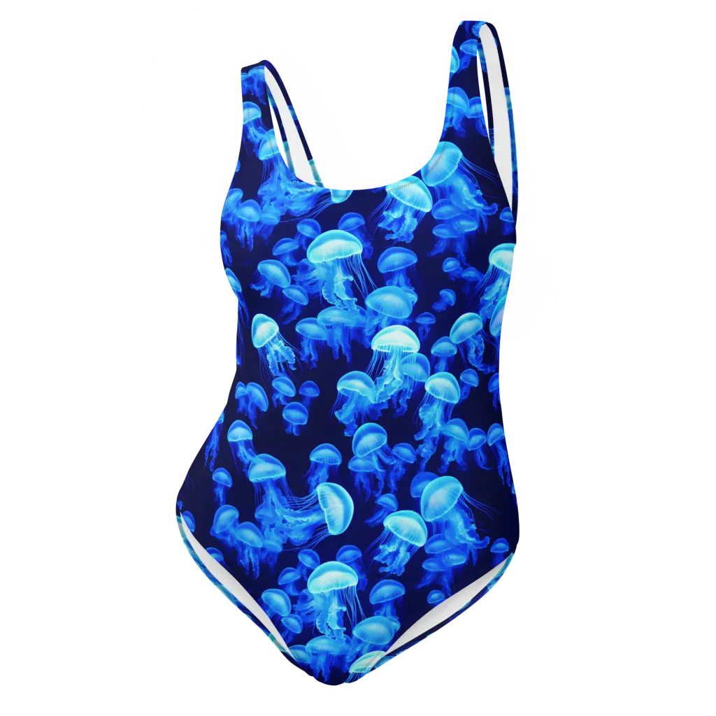 Azure Bloom on One-Piece Swimsuit — Front