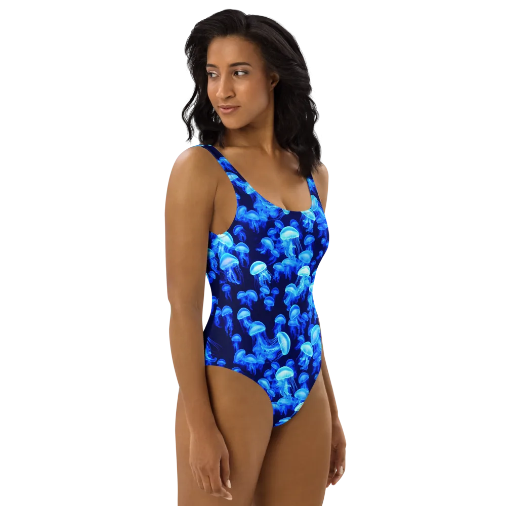 Azure Bloom on One-Piece Swimsuit — Right