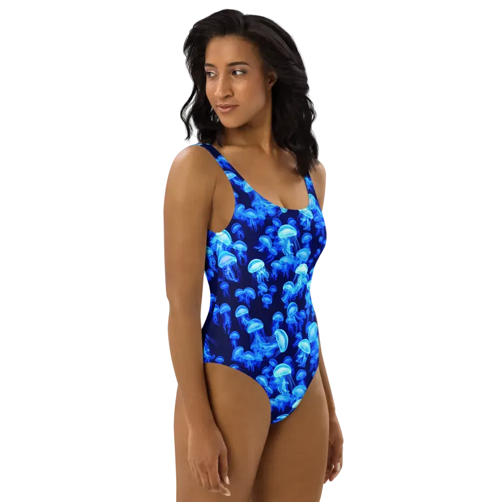 Azure Bloom on One-Piece Swimsuit — Right