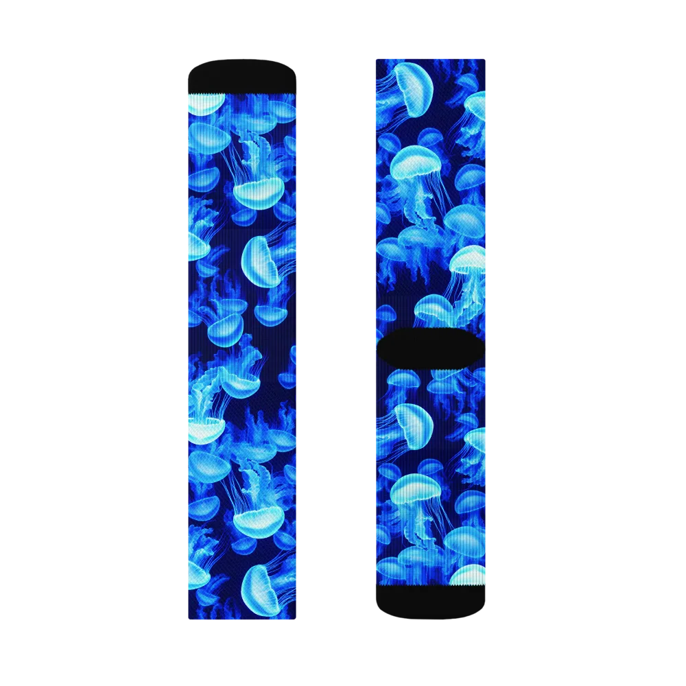 Azure Bloom on Socks — Left Sock