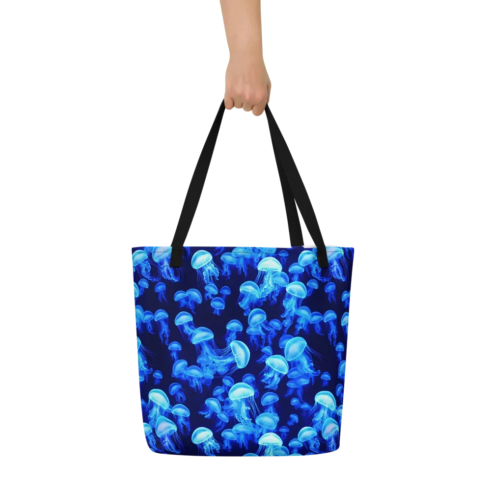 Azure Bloom on Large Tote Bag W/ Pocket — Front