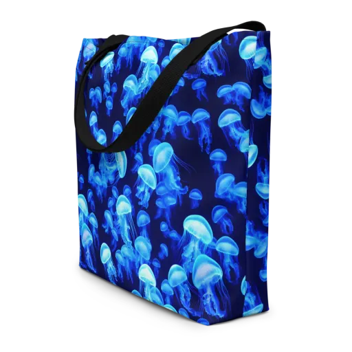 Azure Bloom on a Large Tote Bag W/ Pocket