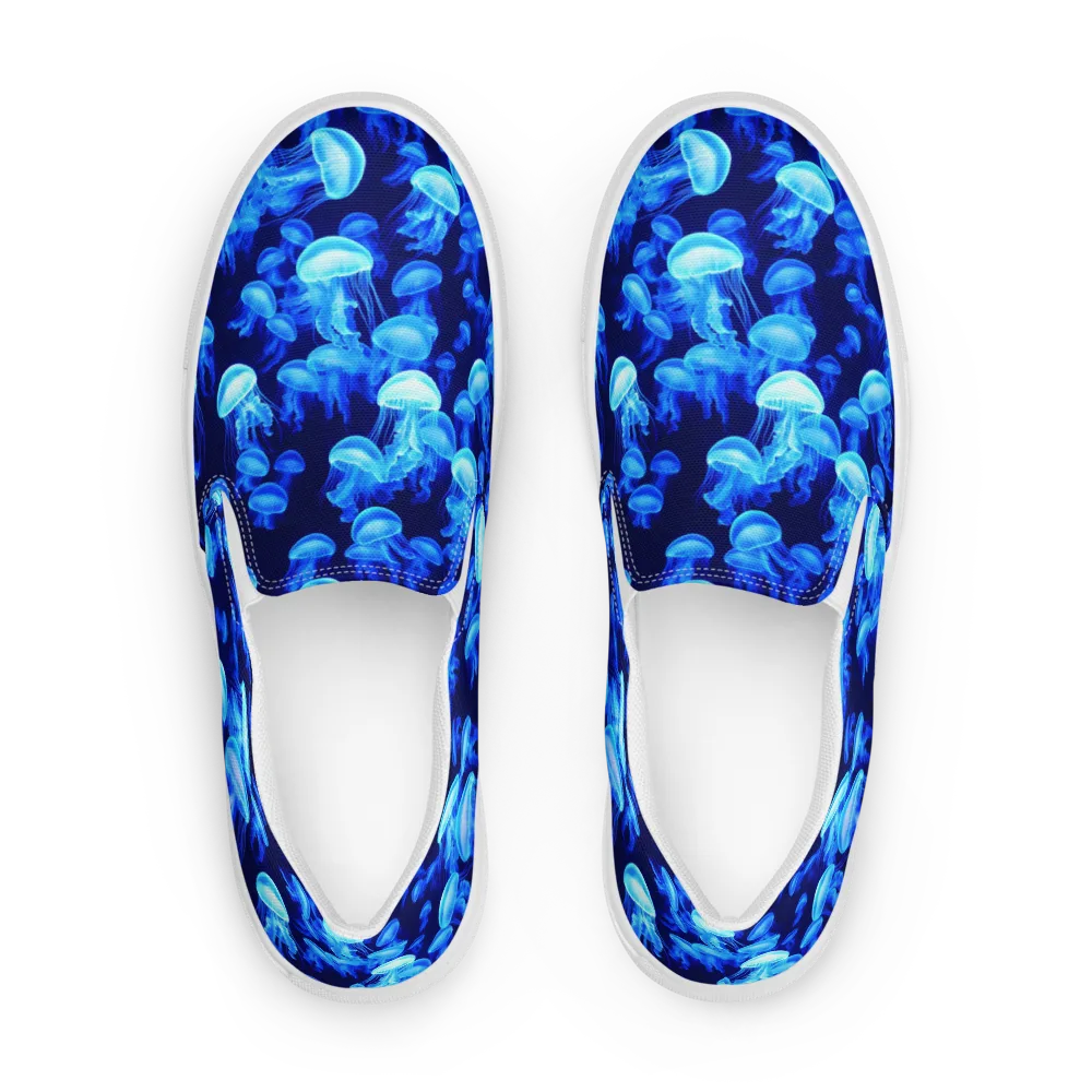 Azure Bloom on Women's Slip-On Canvas Shoes — Front