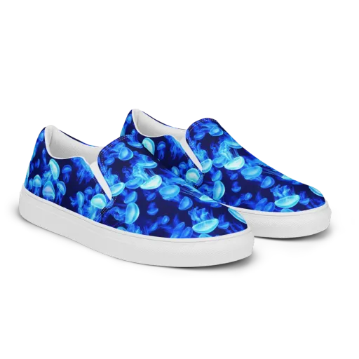 Azure Bloom on a Women's Slip-On Canvas Shoes