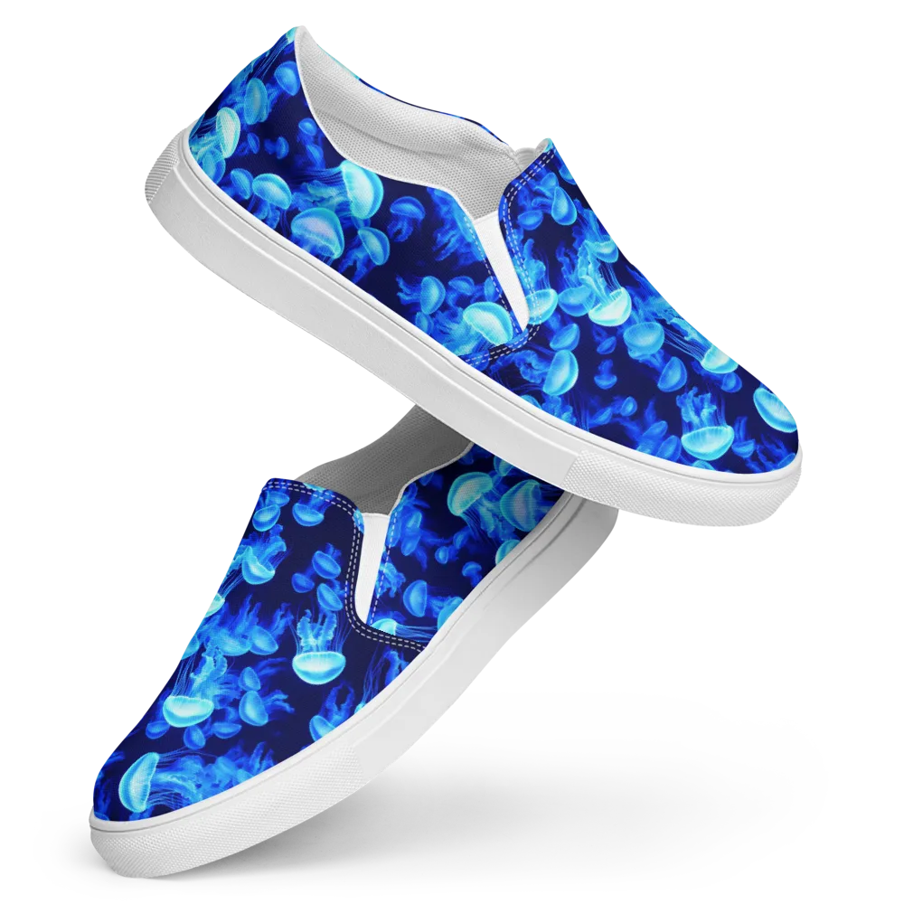 Azure Bloom on Women's Slip-On Canvas Shoes — Front