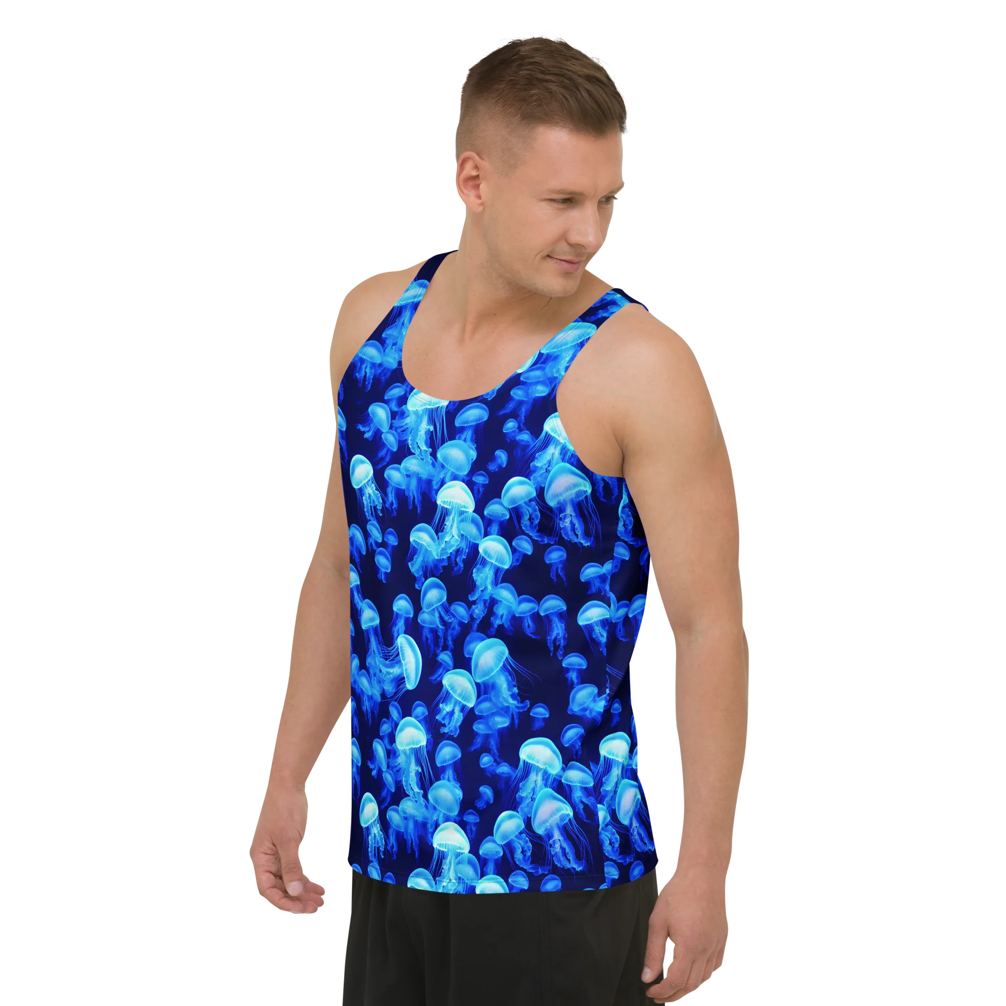 Azure Bloom on Men's Tank Top — Left Front