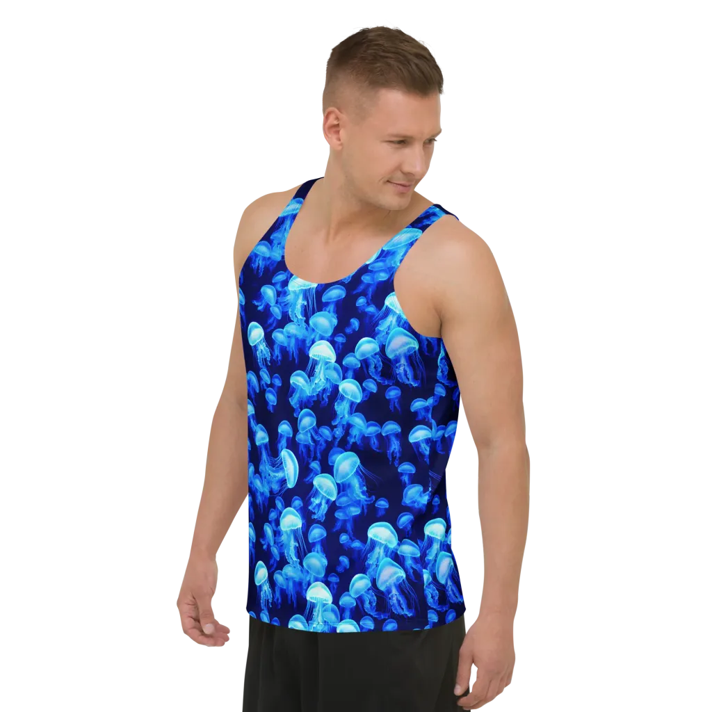 Azure Bloom on Men's Tank Top — Left Front