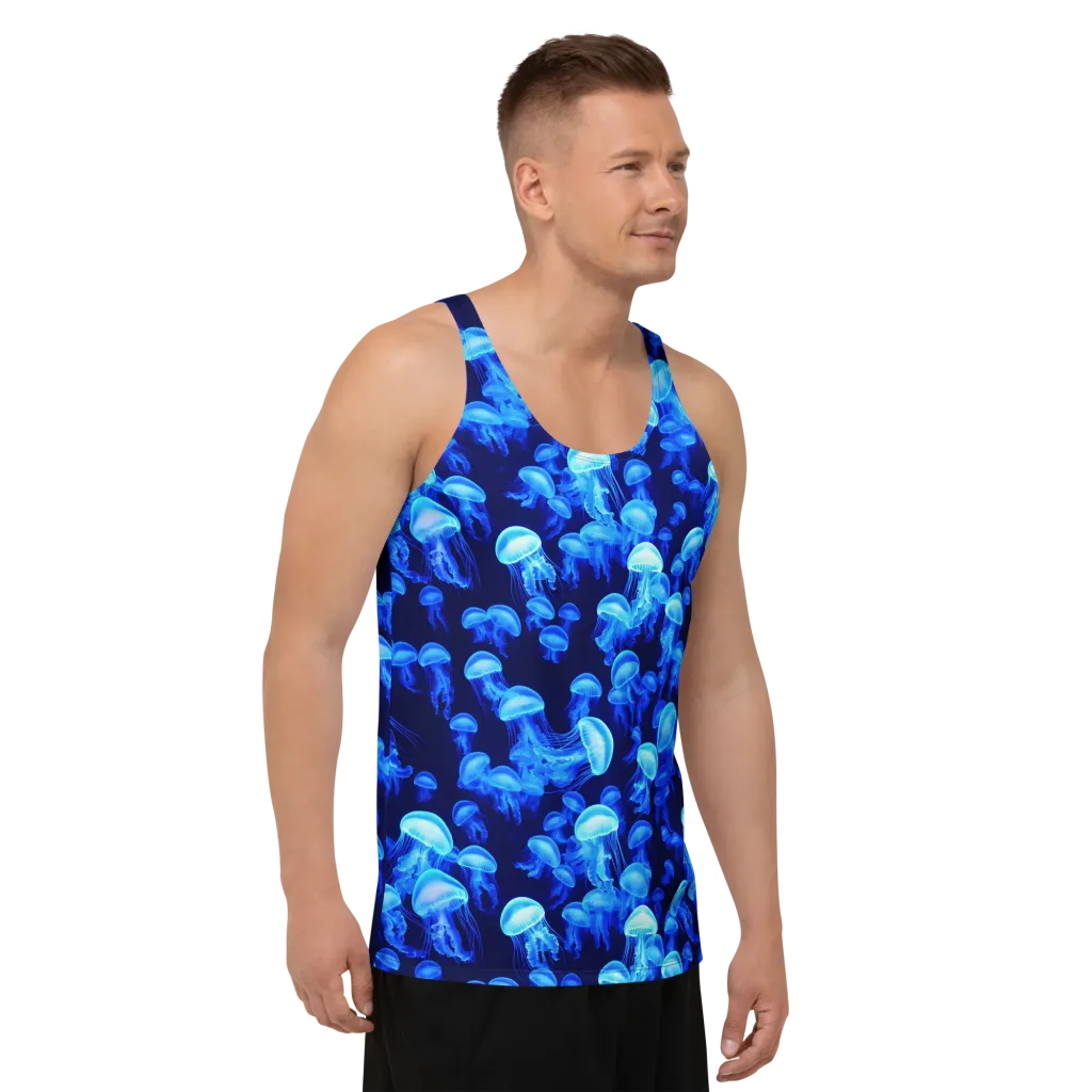 Azure Bloom on Men's Tank Top — Right Front
