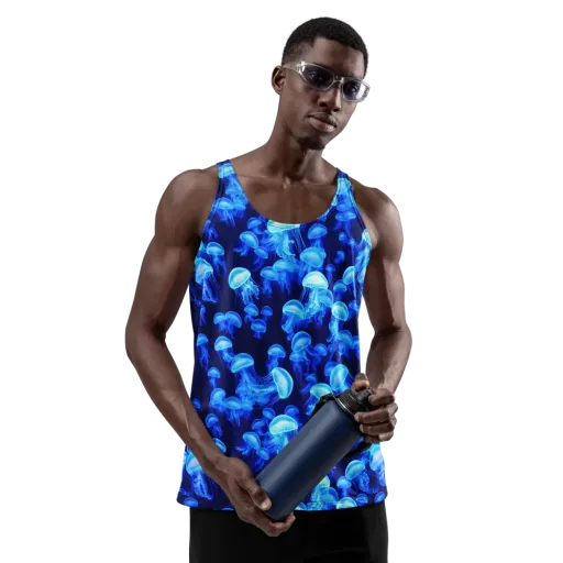 Azure Bloom on a Men's Tank Top