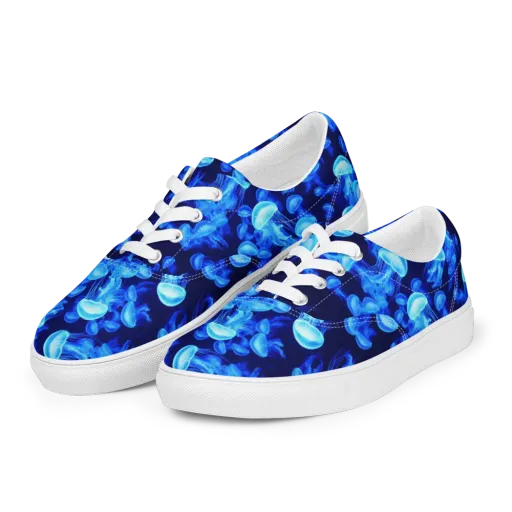 Azure Bloom on a Men's Lace-Up Canvas Shoes