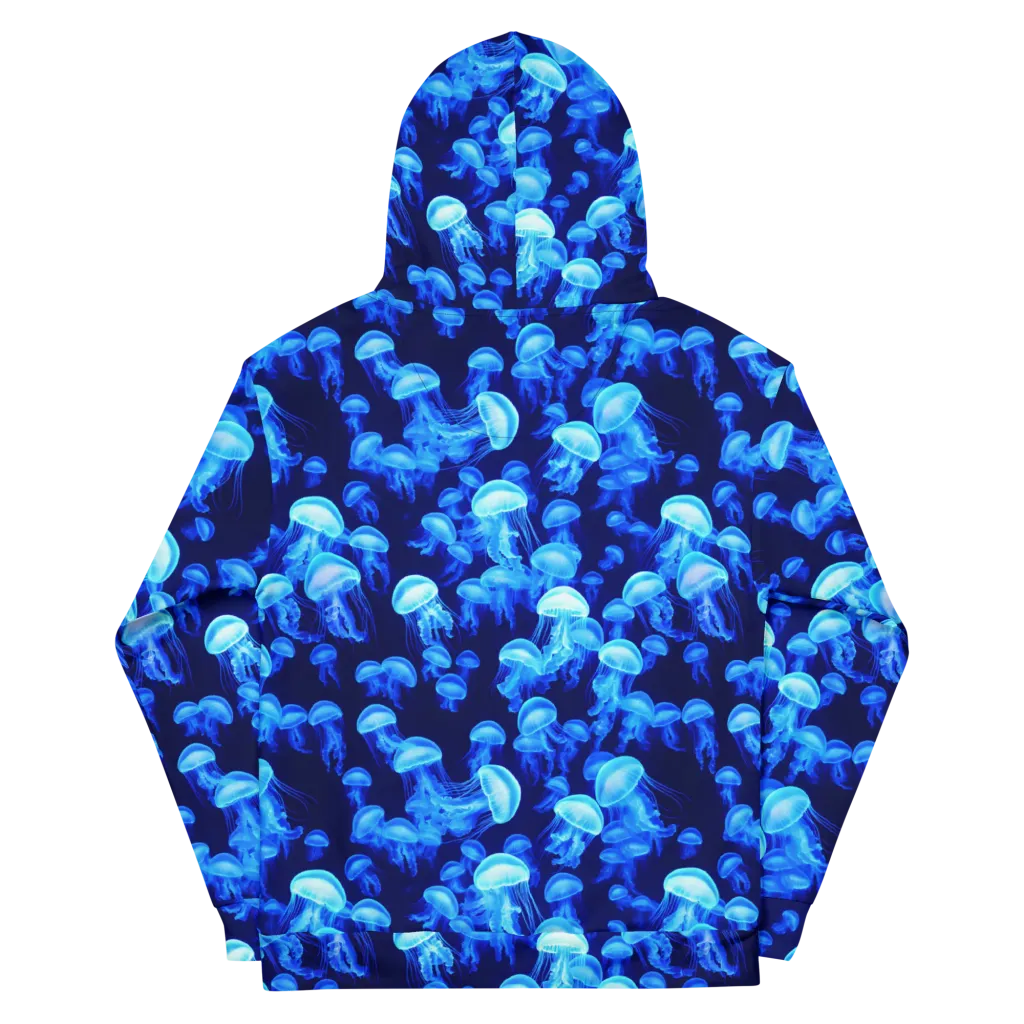 Azure Bloom on Cotton Hoodie — Back