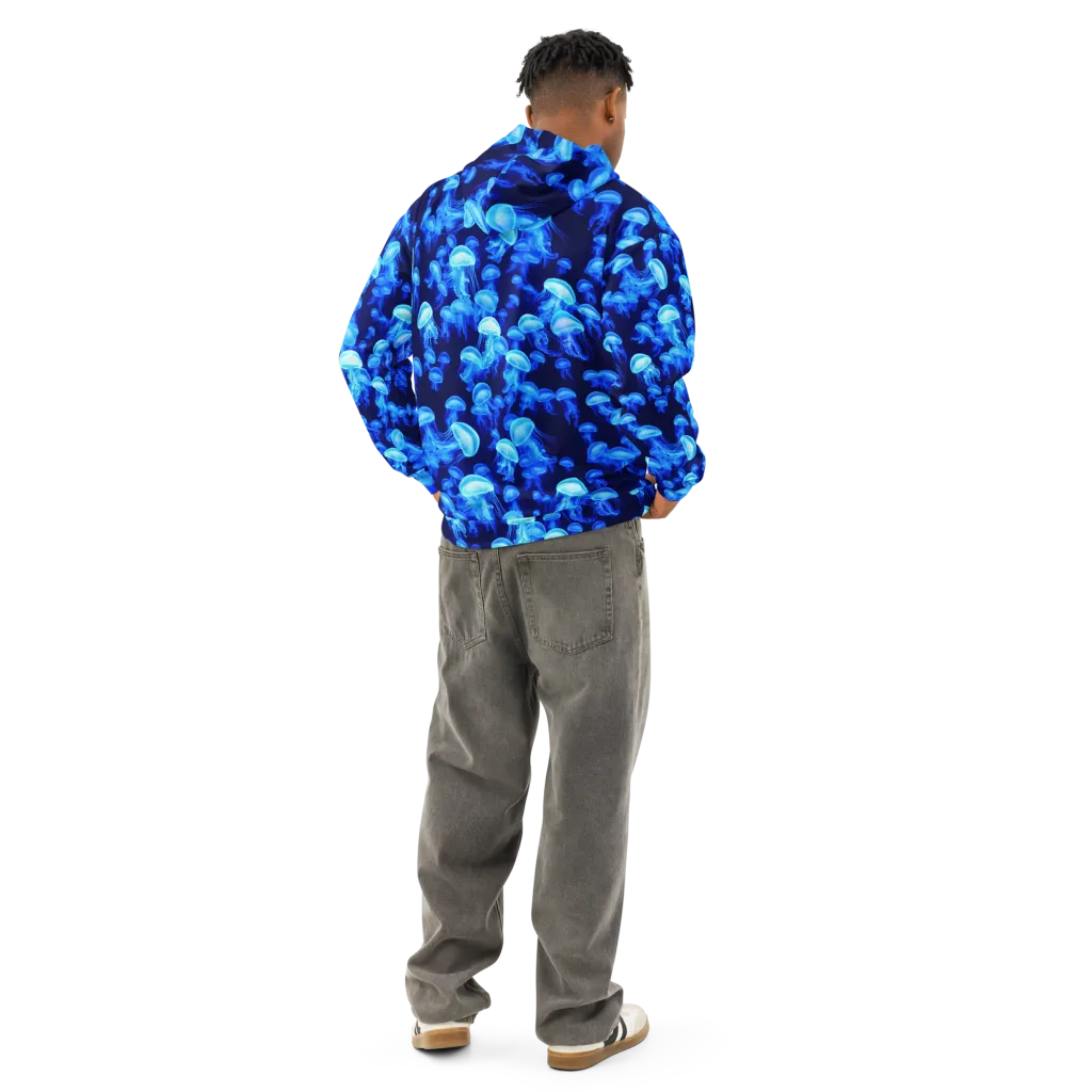 Azure Bloom on Cotton Hoodie — Back