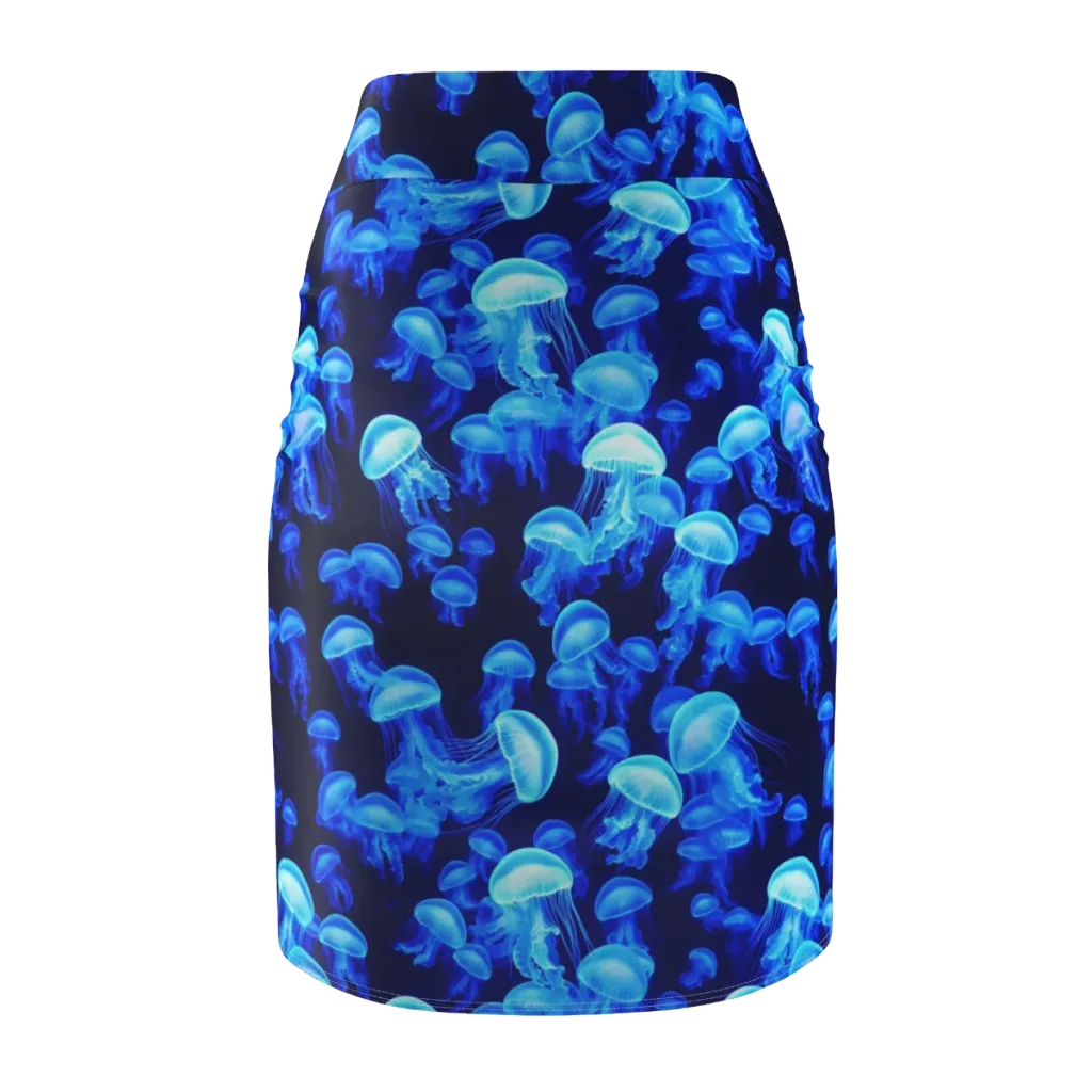Azure Bloom on Pencil Skirt — Back
