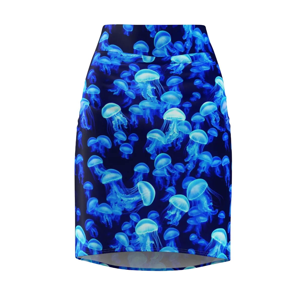 Azure Bloom on Pencil Skirt — Front