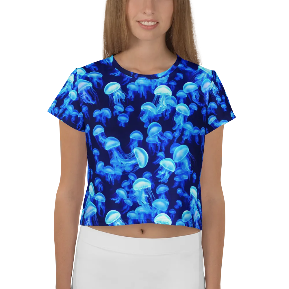 Azure Bloom on Crop Tee — Front