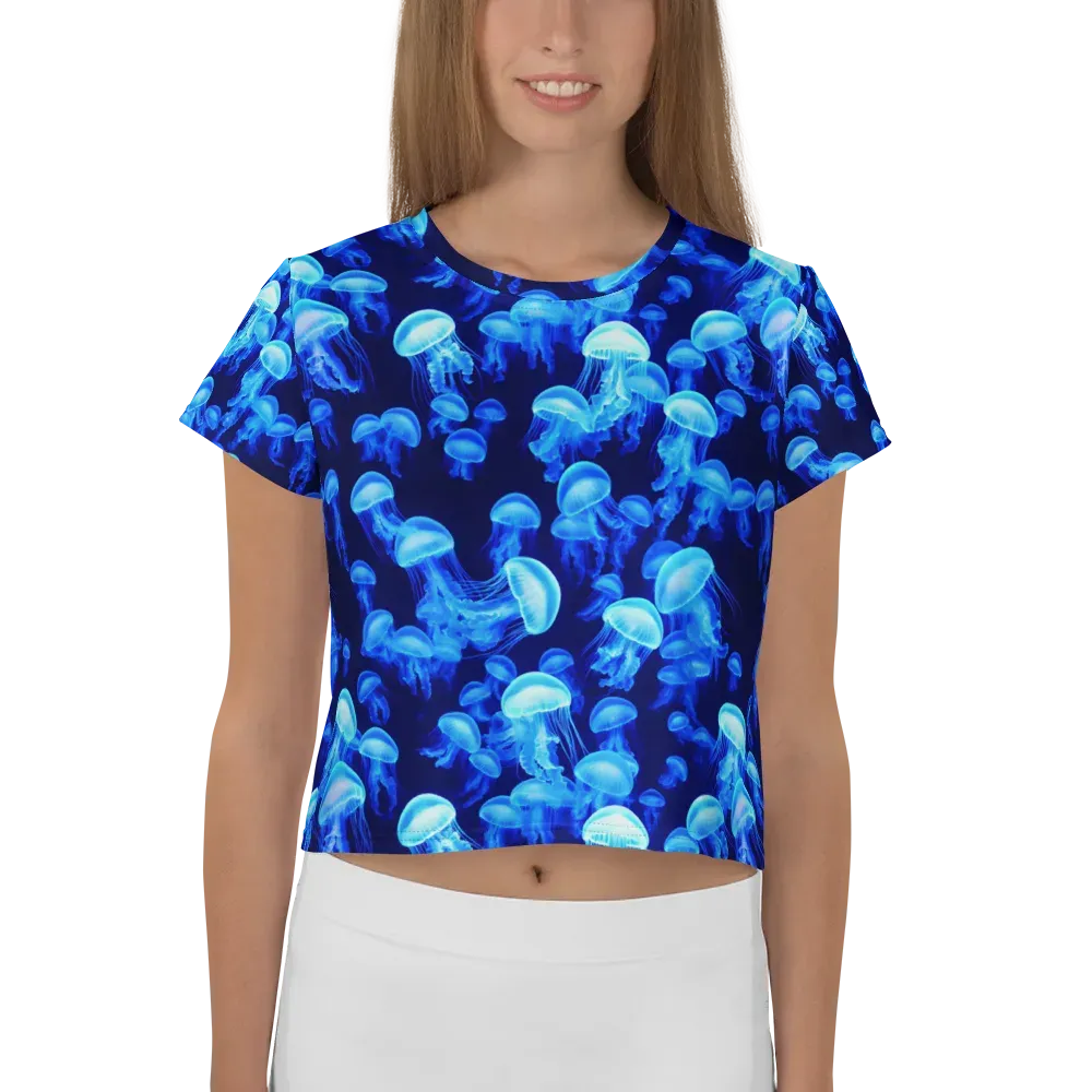 Azure Bloom on Crop Tee — Front