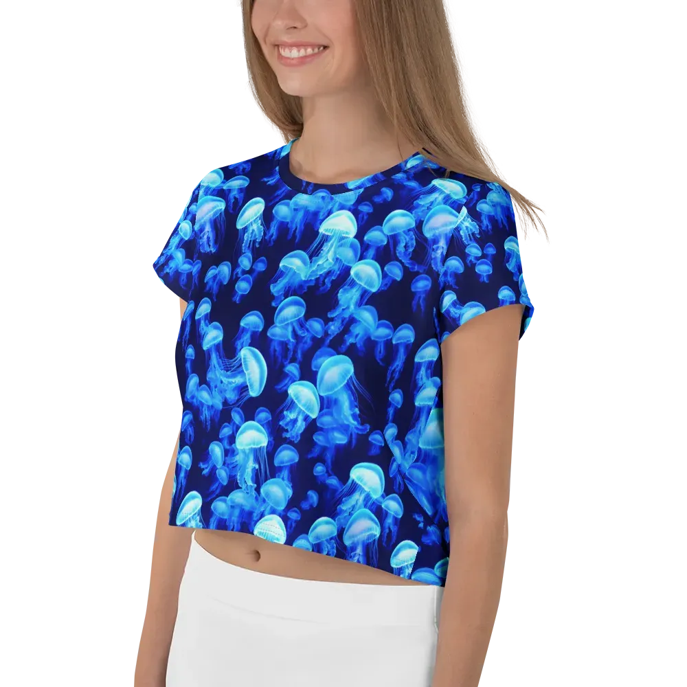 Azure Bloom on Crop Tee — Left