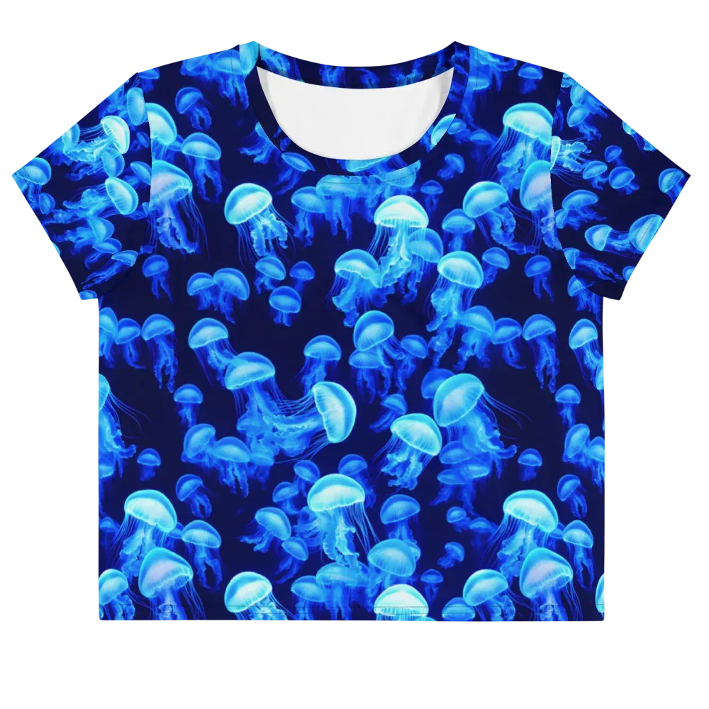 Azure Bloom on Crop Tee — Front