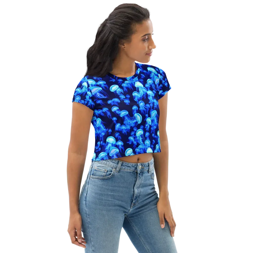Azure Bloom on Crop Tee — Right Front