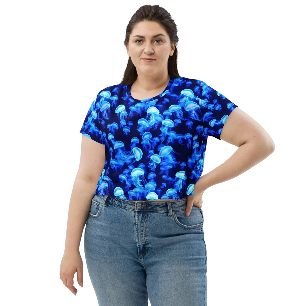 Azure Bloom on Crop Tee — Front