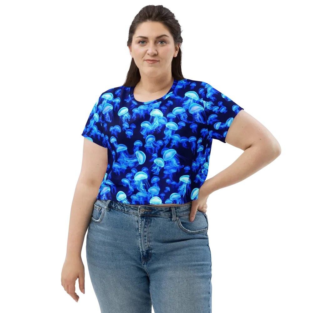 Azure Bloom on Crop Tee — Front