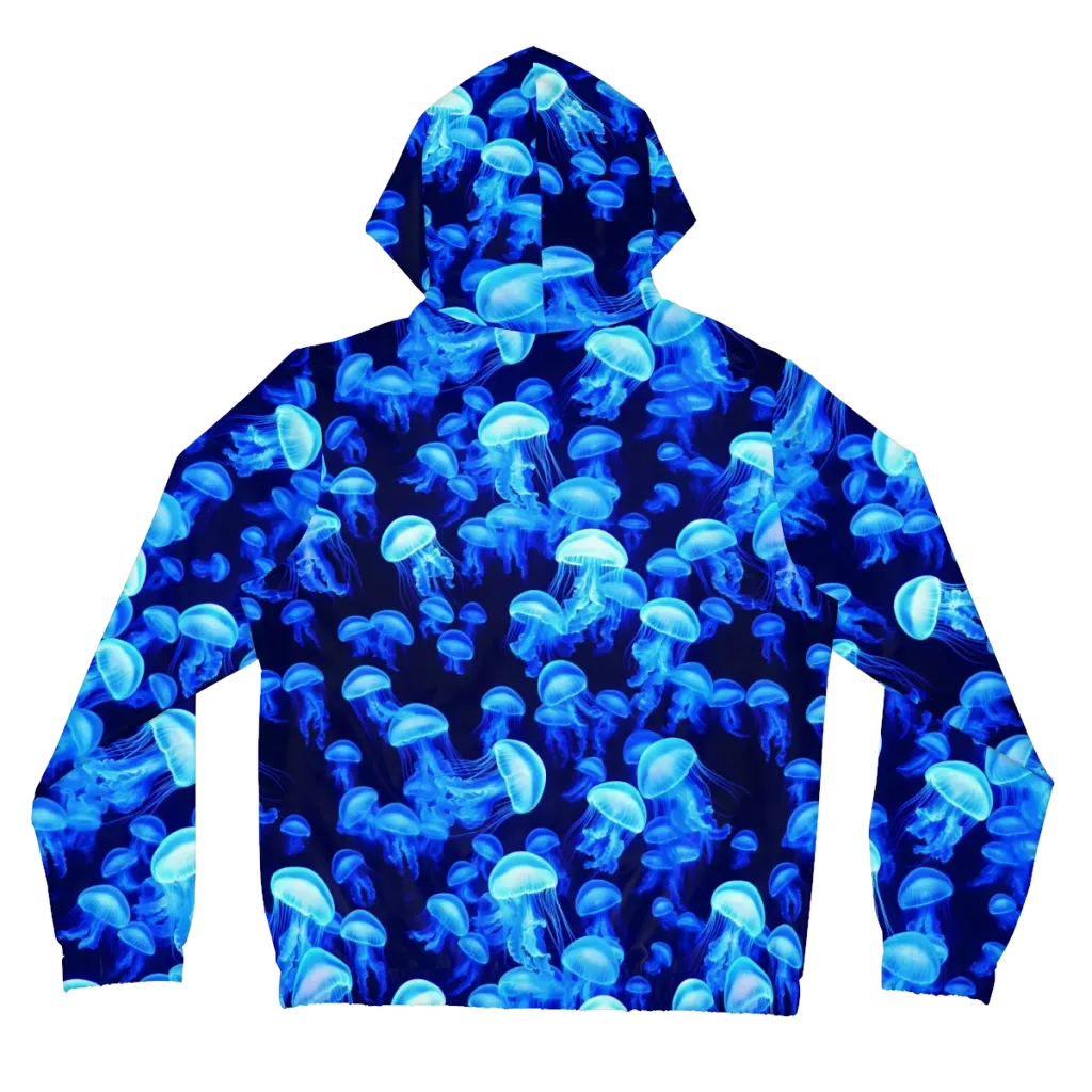 Azure Bloom on Women's Full-Zip Hoodie — Back