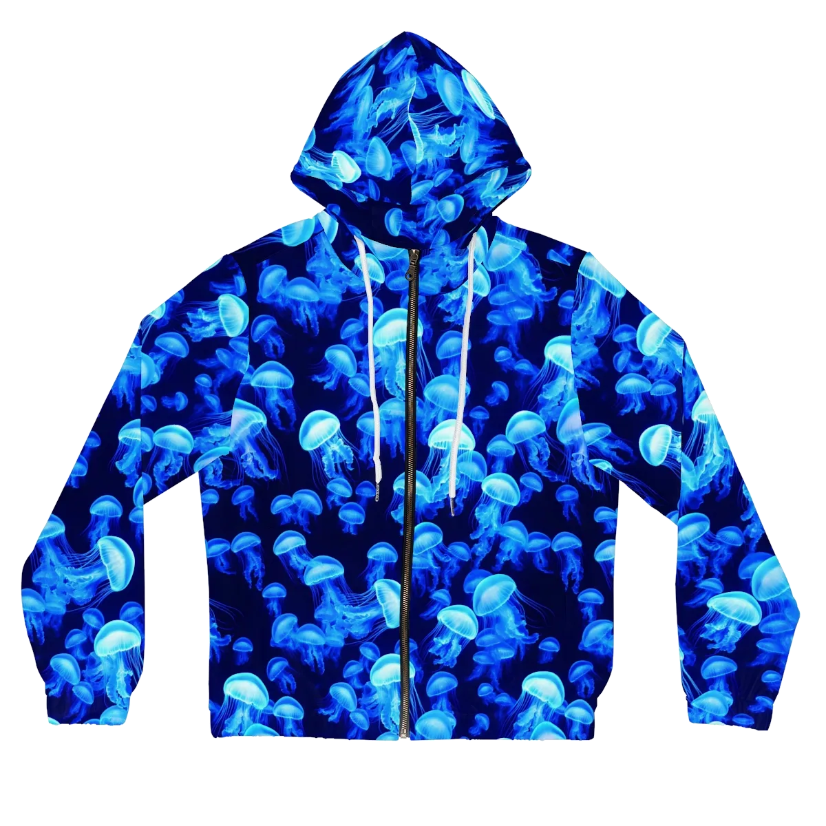 Azure Bloom on Women's Full-Zip Hoodie — Front