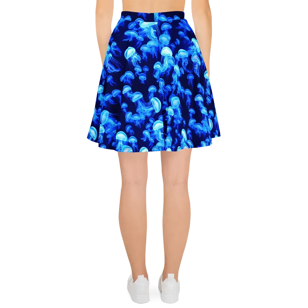 Azure Bloom on Skater Skirt — Back