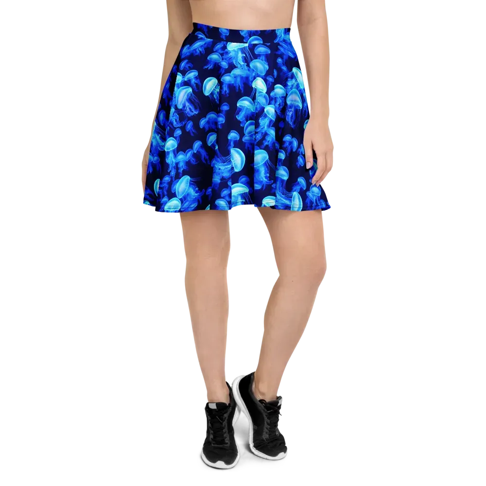 Azure Bloom on Skater Skirt — Front