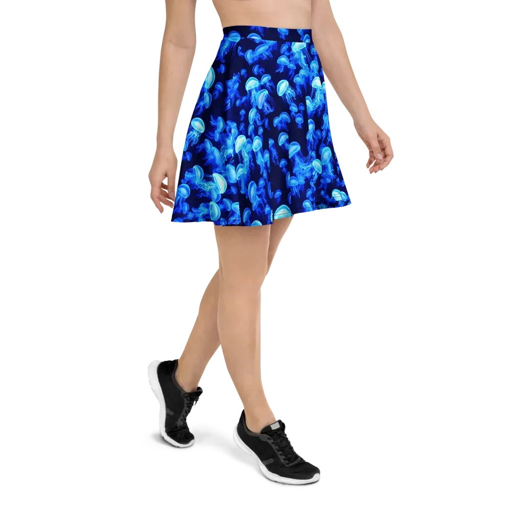 Azure Bloom on Skater Skirt — Right