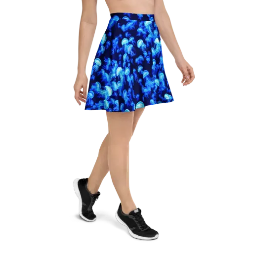 Azure Bloom on a Skater Skirt
