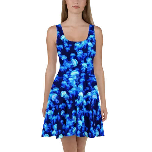 Azure Bloom on a Skater Dress