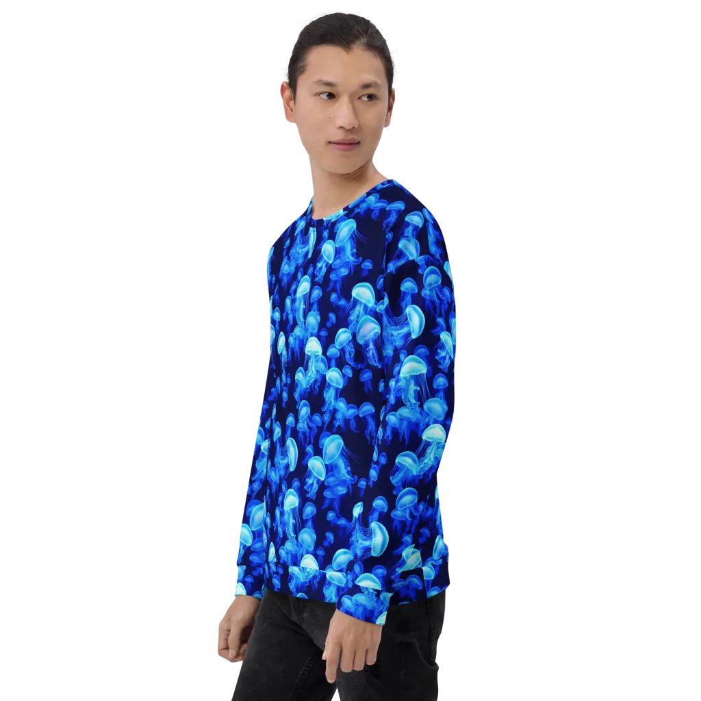 Azure Bloom on Sweatshirt — Left Front
