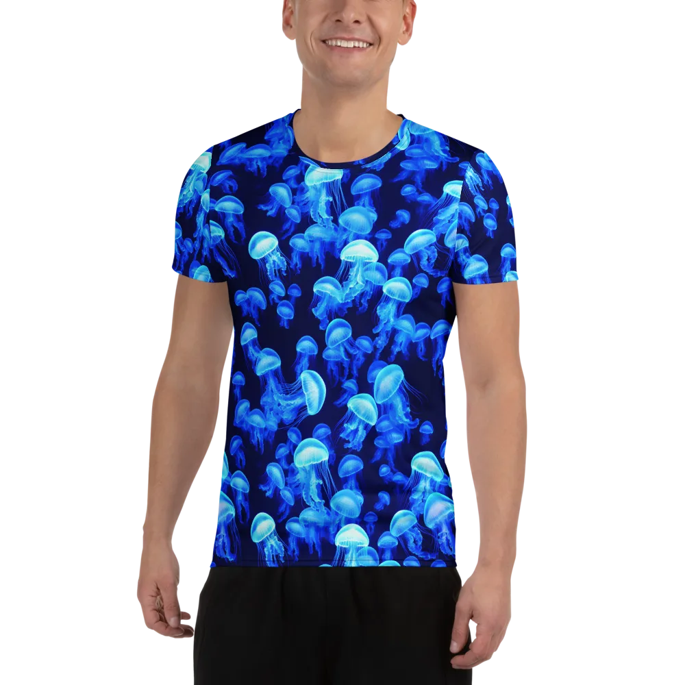 Azure Bloom on Men's Athletic T-Shirt — Front