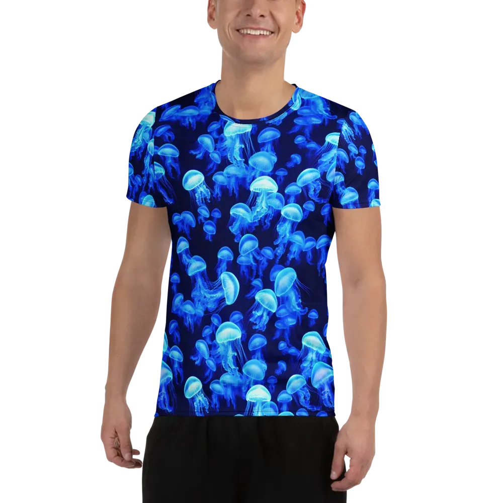 Azure Bloom on Men's Athletic T-Shirt — Front